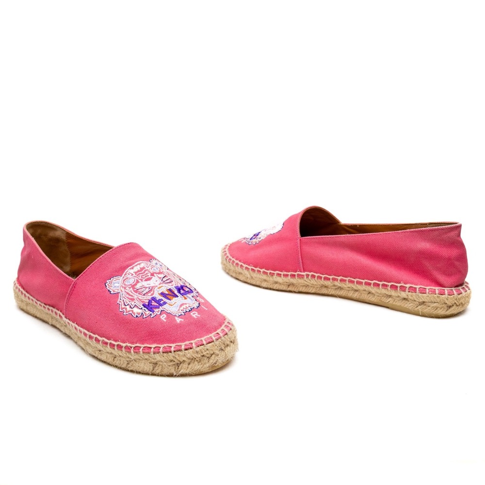 Kenzo Paris Hot Pink Embroidered Tiger Espadrilles Size EU 39/US 9 Women's Flats